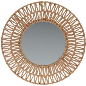 Spiegel - rond - naturel - 45cm - met papier - wandspiegel