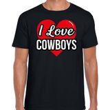 I love Cowboys verkleed t-shirt zwart - heren - Western/ Wilde westen thema verkleed outfit / kleding