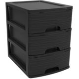 2x stuks ladenkast/bureau organizers zwart A5 3x lades stapelbaar L27 x B36 x H35 cm - Ladenblokken