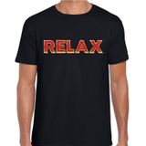 Fout RELAX t-shirt met glamour 3D effect zwart voor heren - fout fun tekst shirt