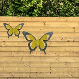Mega Collections tuin/schutting decoratie vlinder - metaal - groen - 46 x 34 cm