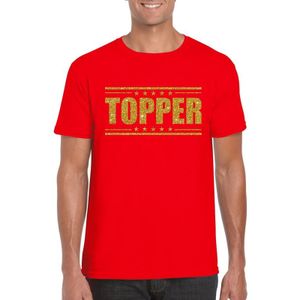 Rood Topper shirt in gouden glitter letters heren - Toppers dresscode kleding