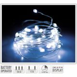 Christmas Decoration draadverlichting zilver- 132 leds wit -batterij-2m