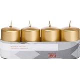 16x Gouden cilinderkaars/stompkaars 5 x 8 cm 18 branduren - Geurloze goudkleurige kaarsen - Woondecoraties