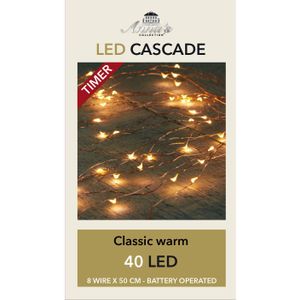Cascade draadverlichting lichtsnoer met 40 lampjes classic warm wit op batterijen - Lichtsnoeren - kerstverlichting