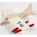 Set van 6x stuks vliegtuigen van hout 21.5 x 25.5 cm bouwpakket - Hobby materialen knutselen