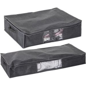 Set van 2x dekbed/kussen opberghoezen grijs met vacuumzak - 60 x 45 x 15 cm en 100 x 45 x 15 cm