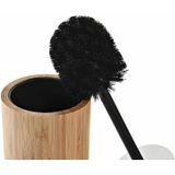 Items WC/Toiletborstel - luxe houder - bamboe hout - bruin/zwart - 37 x 10 cm