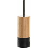 Items WC/Toiletborstel - luxe houder - bamboe hout - bruin/zwart - 37 x 10 cm