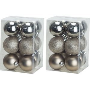 36x stuks kunststof kerstballen champagne 6 cm mat/glans/glitter - Onbreekbare plastic kerstballen - Kerstversiering