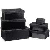 Set van 6x stuks zwarte glitter cadeaudoosjes 7-24 cm rechthoekig - kadodoosjes / cadeauverpakkingen