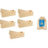 5x Houten wijnkist/verpakking met schuifdeksel 33,5 x 9 x 9,5 cm en 150 gram vulmateriaal / houtwol - Wijnkistje/wijndoosje - Relatiegeschenk/geschenkverpakkingen