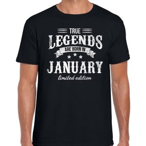 Legends are born in January t-shirt voor heren - zwart - verjaardag in Januari - cadeau shirt 30, 40, 50, 60 jaar