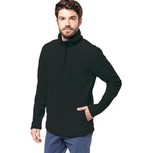 Kariban Fleece trui - zwart - halve ritskraag - warme winter sweater - heren - polyester
