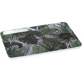 2x stuks dienbladen/serveerbladen rechthoekig Jungle 30 x 22 cm wit/groen - Serveerbladen, dienbladen &amp; keukenbenodigdheden