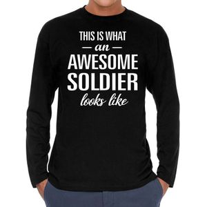 Awesome Soldier - geweldige soldaat / militair cadeau shirt long sleeve zwart heren - beroepen shirts / verjaardag cadeau