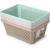 Plasticforte opbergmand/kastmandje - 3x - 6,5 liter - mintgroen - kunststof - 20 x 30 x 11 cm