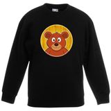 Kinder sweater zwart met vrolijke beer print - beren trui - kinderkleding / kleding