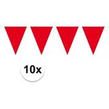 10x vlaggenlijn / slinger rood 10 meter - totaal 100 meter - slingers