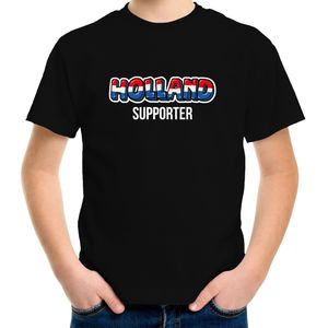 Zwart Holland fan t-shirt voor kinderen - Holland supporter - Nederland supporter - EK/ WK shirt / outfit