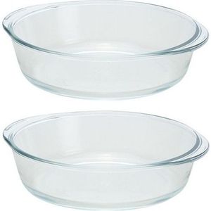 2x Ronde ovenschalen glas 1,5 liter - Braadsledes/ovenschalen