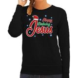 Foute Kersttrui / sweater - Happy Birthday Jesus / Jezus - zwart voor dames - kerstkleding / kerst outfit
