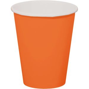 16x stuks drinkbekers van papier oranje 350 ml - Uni kleuren thema voor verjaardag of feestje