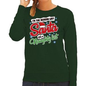 Foute Kersttrui / sweater - Im the reason why Santa has a naughty list - groen voor dames - kerstkleding / kerst outfit