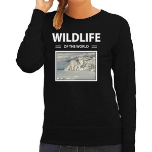 Dieren foto sweater Sneeuwvos - zwart - dames - wildlife of the world - cadeau trui Sneeuwvossen liefhebber