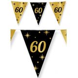 4x stuks leeftijd verjaardag feest vlaggetjes 60 jaar geworden zwart/goud 10 meter