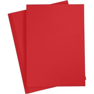 5x Rode kartonnen vel A4 - Hobbypapier - Knutselmaterialen