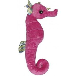 Pluche knuffeldier zeepaardje roze met glitters 35 cm - Zeedieren - Meisjes cadeau