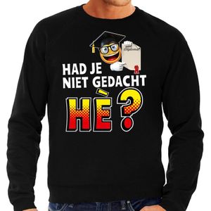 Funny emoticon sweater Had je niet gedacht he zwart voor heren - Fun / cadeau trui