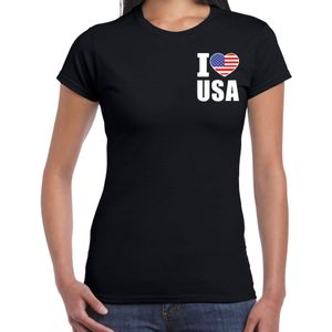 I love usa t-shirt zwart op borst voor dames - Amerika landen shirt - supporter kleding