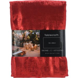 Home &amp; Styling kerst tafellaken/tafelkleed - rood - 145 x 250 cm - rechthoekig