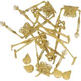 Halloween/Horror skeletjes mini - 12x - wit - H9 cm - kunststof - Versiering/decoratie skeletten