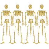 Halloween/Horror skeletjes mini - 12x - wit - H9 cm - kunststof - Versiering/decoratie skeletten