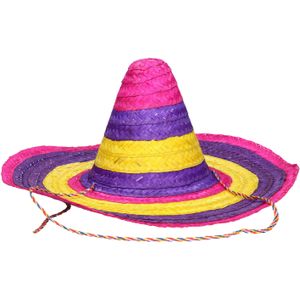Set van 4x stuks grote gekleurde verkleed sombrero hoeden 50 cm - Mexicaanse verkleed accessoires