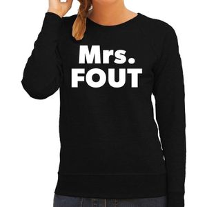 Mrs. Fout sweater -  fun tekst trui zwart voor dames - Foute party kleding