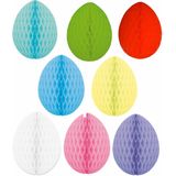 8x stuks hangende gekleurde paaseieren van papier 20 cm - Paas/pasen thema decoraties/versieringen - Honeycombs