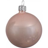1x Grote glazen kerstballen blush roze 15 cm - Grote roze kerstballen - Roze kerstversiering/kerstdecoratie