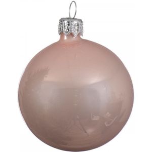 1x Grote glazen kerstballen blush roze 15 cm - Grote roze kerstballen - Roze kerstversiering/kerstdecoratie