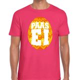 Roze Paas t-shirt met oranje paasei - Pasen shirt voor heren - Pasen kleding