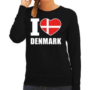 I love Denmark supporter sweater / trui voor dames - zwart - Denemarken landen truien - Deense fan kleding dames