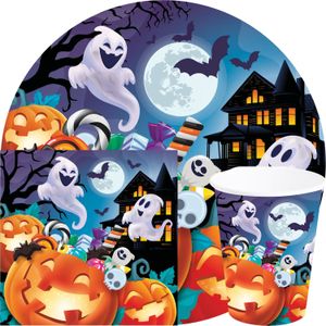 Fiestas Halloween/horror pompoen feest servies set - borden/bekers/servetten - 36x - oranje - papier