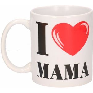 I Love Mama beker / mok in blokletters met glanzend hartje 300 ml