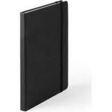 Set van 5x stuks luxe schriften/notitieboekje zwart met elastiek A5 formaat - blanco paginas - opschrijfboekjes - 100 paginas