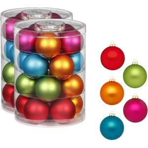 40x stuks glazen kerstballen gekleurd mix 6 cm glans en mat - Kerstboomversiering/kerstversiering