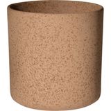 Hakbijl Plantenpot/bloempot Cindy - 2x - bruin - keramiek - cilinder - D17 x H17 cm