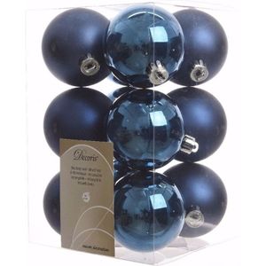 Kerst kerstballen blauw 6 cm Elegant Christmas 12 stuks